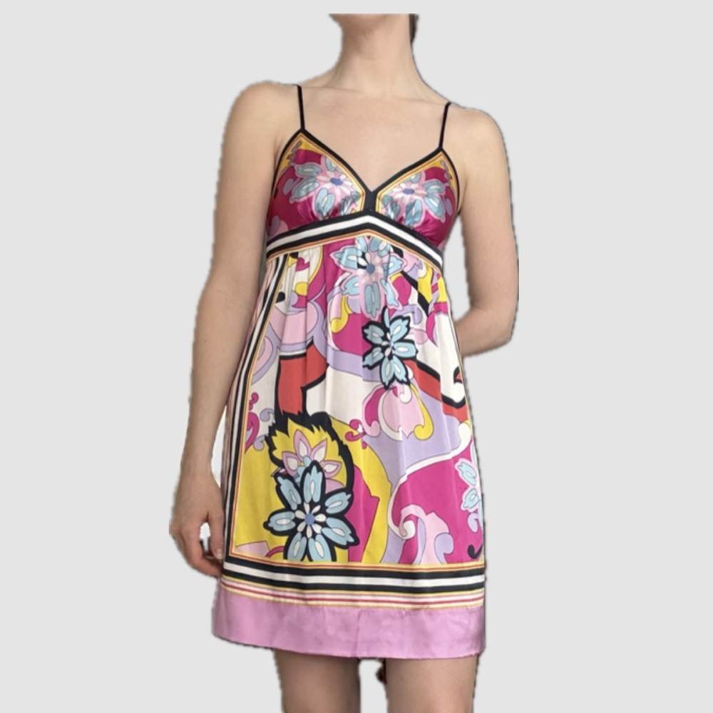 Y2K Floral Pink and Yellow Mini Dress